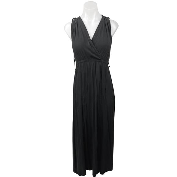Asos Black Wrap V-Neck Sleeveless LBD Summer Beach Vavation Midi Maxi Dress Sz 4 - Picture 5 of 9